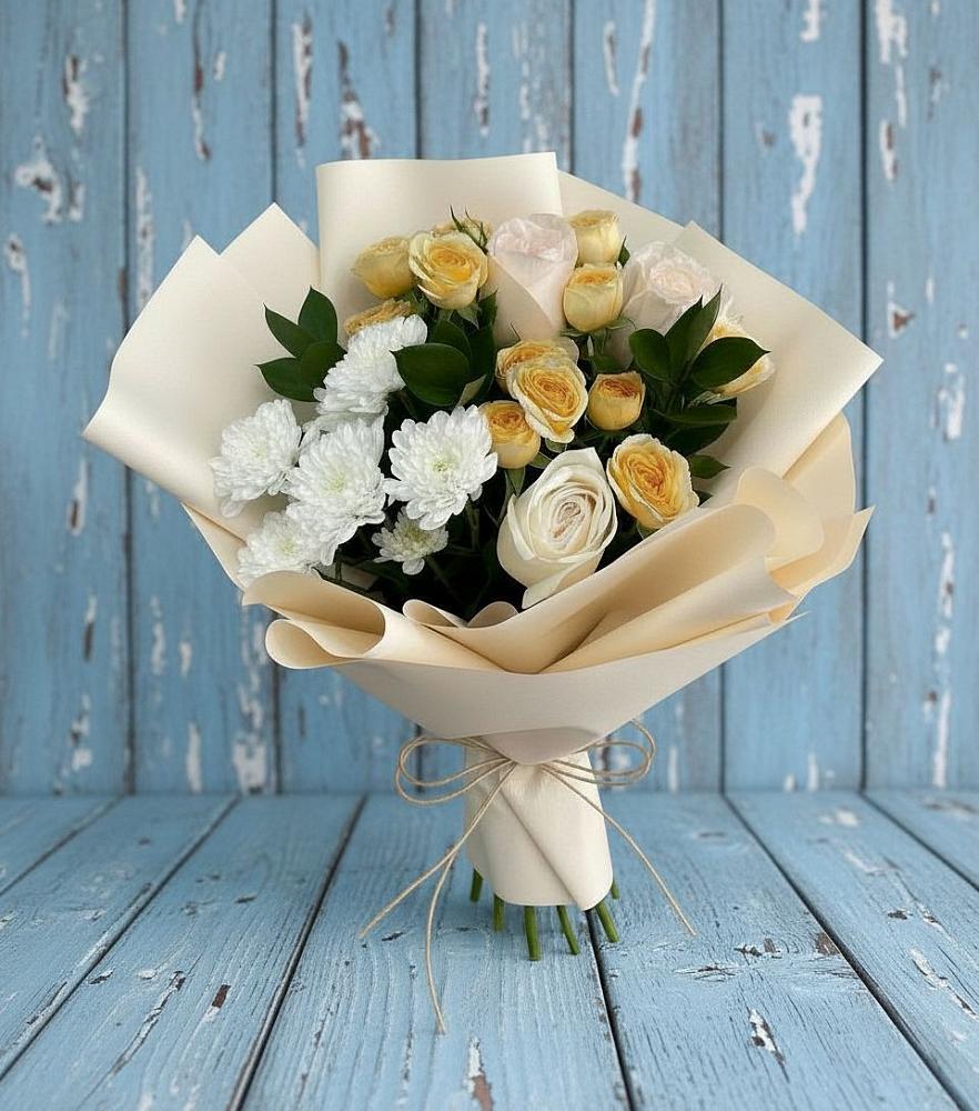 Букет цветов из: Розы и Хризантемы в Котельники