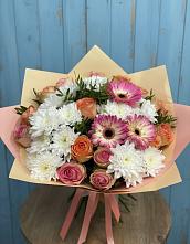 Букет цветов из:  Розы, Герберы и Хризантемы в Котельники