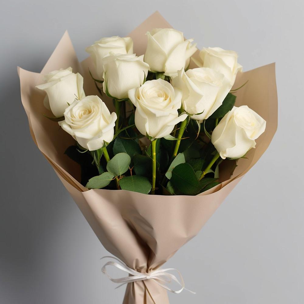 Букет 9 Белых роз Эдлесс Лав в Котельники