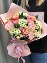 Букет нежные объятья в Котельники Букет цветов из: Гвоздики, Розы и Хризантемы в Котельники