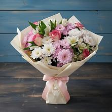 Букет цветов из:  Хризантемы, Альстромерии и Розы #REPLACE_PRED# Котельники