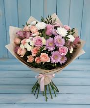 Букет цветов из:  Хризантемы, Розы и Альстромерии в Котельники