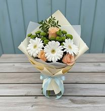 Букет цветов из:  Герберы, Розы и Хризантемы в Котельники